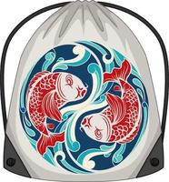 Drawstring backpack with koi carp pattern vector