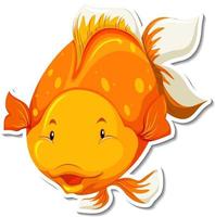 Cute golden fish cartoon character sticker vector