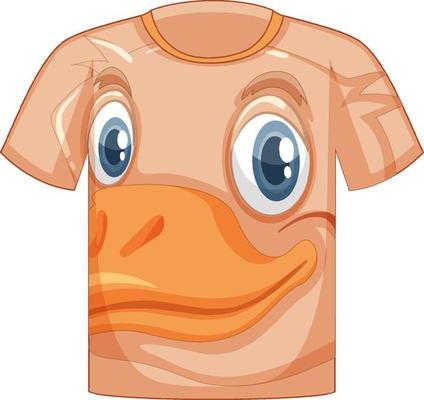Front of t-shirt with face of duck pattern