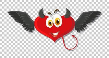 diablo en forma de corazón con expresión facial vector