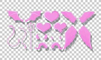 Set of devil and angel object decor vector