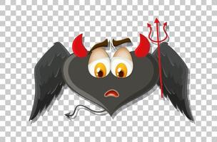 diablo en forma de corazón con expresión facial vector