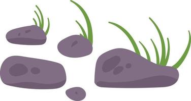 Isolated Stones and Pebbles with Grass vector