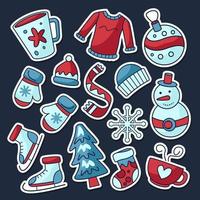 Winter Festivity Sticker Set vector