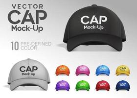 Cap Mock-Up in front view with Predefined Color, Vector Realistic