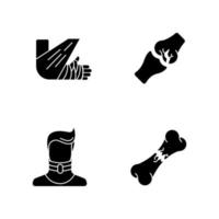 Body injuries black glyph icons set on white space vector