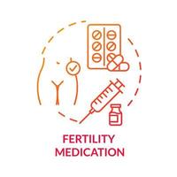 icono de concepto rojo de medicamentos para la fertilidad vector