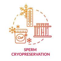 icono de concepto rojo de criopreservación de esperma vector