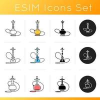 Hookah icons set vector