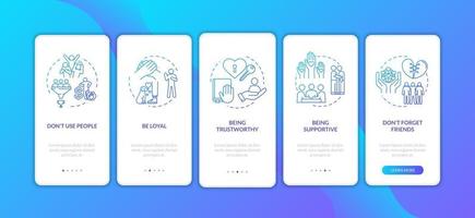 Friends relation onboarding mobile app page screen with concepts vector