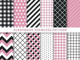 Collection of scrapbook seamless pattern vector