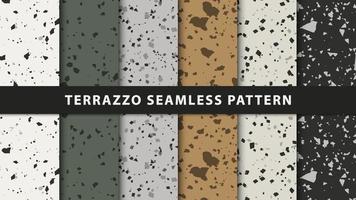 Set of terrazzo seamless patterns. Premium Vector