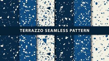 Set of terrazzo japanese style seamless patterns. Premium Vector