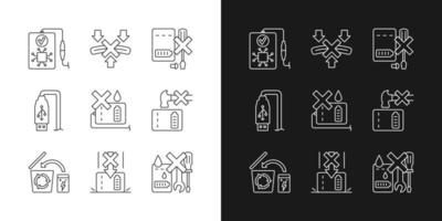 Power bank instruction linear label icons set for dark and light mode vector