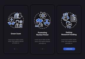 Nuclear power research onboarding mobile app page screen vector