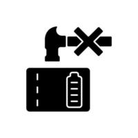 Dont crush powerbank black glyph manual label icon vector
