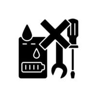 Not serviceable if exposed to liquids black glyph manual label icon vector