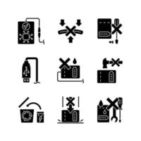 Power bank instruction black glyph manual label icons set vector