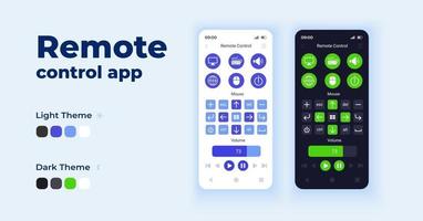 Remote control app cartoon smartphone interface vector templates set