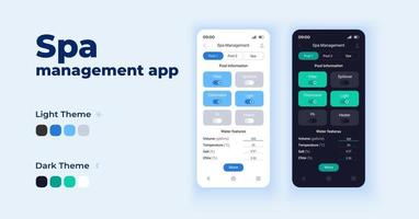 conjunto de plantillas vectoriales de interfaz de teléfono inteligente de dibujos animados de aplicación de gestión de spa vector