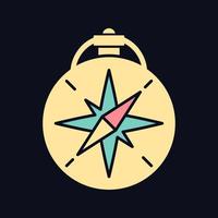 Vintage style compass RGB color icon for dark theme vector