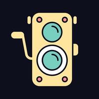 Old photo camera RGB color icon for dark theme vector