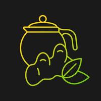 icono de vector degradado de té de jengibre para tema oscuro