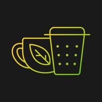 Metal tea infuser, strainer gradient vector icon for dark theme