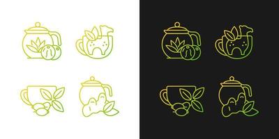 iconos de gradiente de té medicinal establecidos para el modo oscuro y claro vector