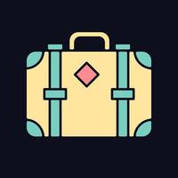 Old-fashioned style suitcase RGB color icon for dark theme vector