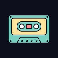 Tape cassette RGB color icon for dark theme vector