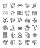 set of simple line rpg game items vector