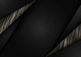 Abstract black stripes with gold lines on dark background paper cut vector