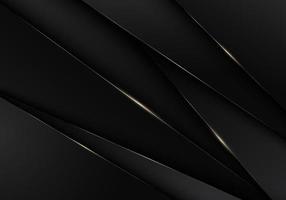 Abstract 3D black stripes triangles golden lines background vector