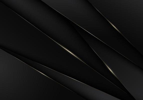 Abstract 3D black stripes triangles golden lines background