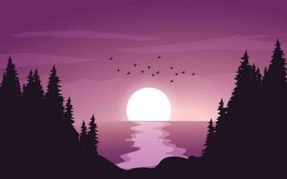 Sunset With Sea View vector