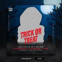 Halloween night party invitation social media post banner template vector