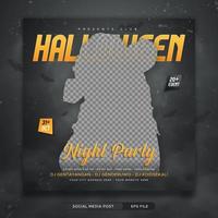 Halloween night party invitation social media square banner template vector