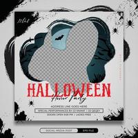 Halloween horror party social media post square banner template vector