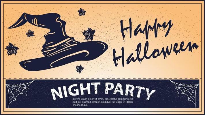 Vintage invitation for the Halloween Party Witch Hat