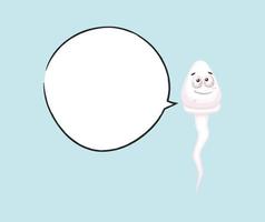 Cute funny sperm character with speech bubble text box Premium Vector