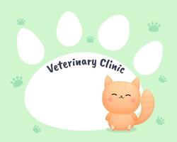 Cute pastel veterinary clinic template with cat Premium Vector