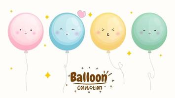 Set of cute balloon emoji collection vector