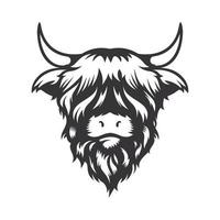 Diseño de cabeza de vaca de montaña sobre fondo blanco. logotipos o iconos de vacas. vector