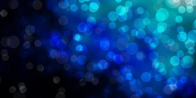 Dark BLUE vector background with circles.