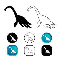 Abstract Elasmosaurus Dinosaur Icon Set vector