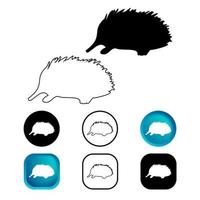 Abstract Echidna Mammal Animal Icon Set vector