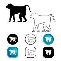 Conjunto de iconos de animales mono abstracto vector