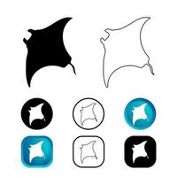 Abstract Manta Ray Icon Set vector