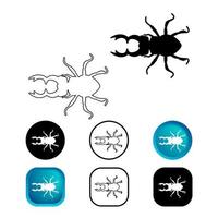 Abstract Stag Beetle Insect Icon Set vector